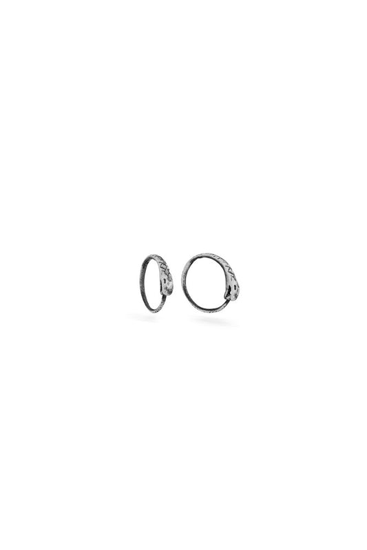 Ouroboros earrings - mini silver snakes