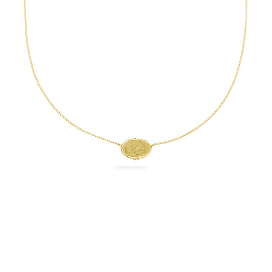 Ouroboros necklace - small horizontal 14 ct gold signet