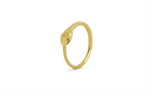 Ouroboros ring - 14 ct gold thick snake