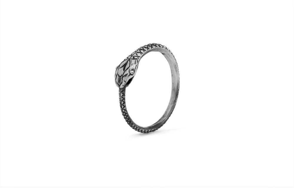 Ouroboros ring - silver thick snake