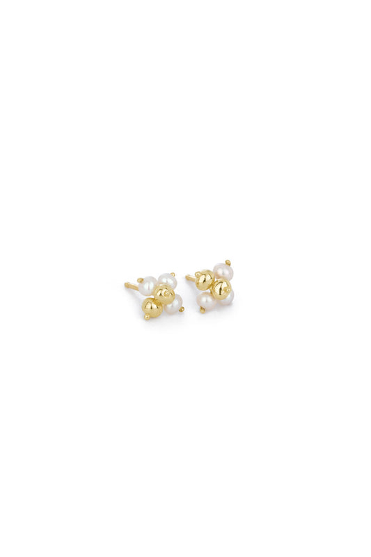 Sea earrings - gold studs w pearls