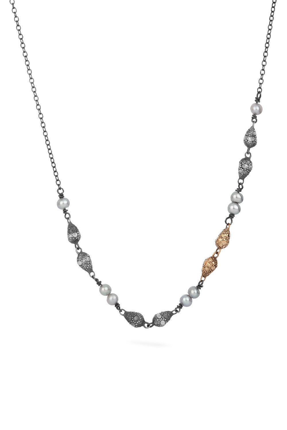 Sea necklace - long with gray pearls