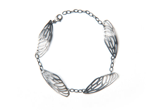Scarab Bracelet - silver wings