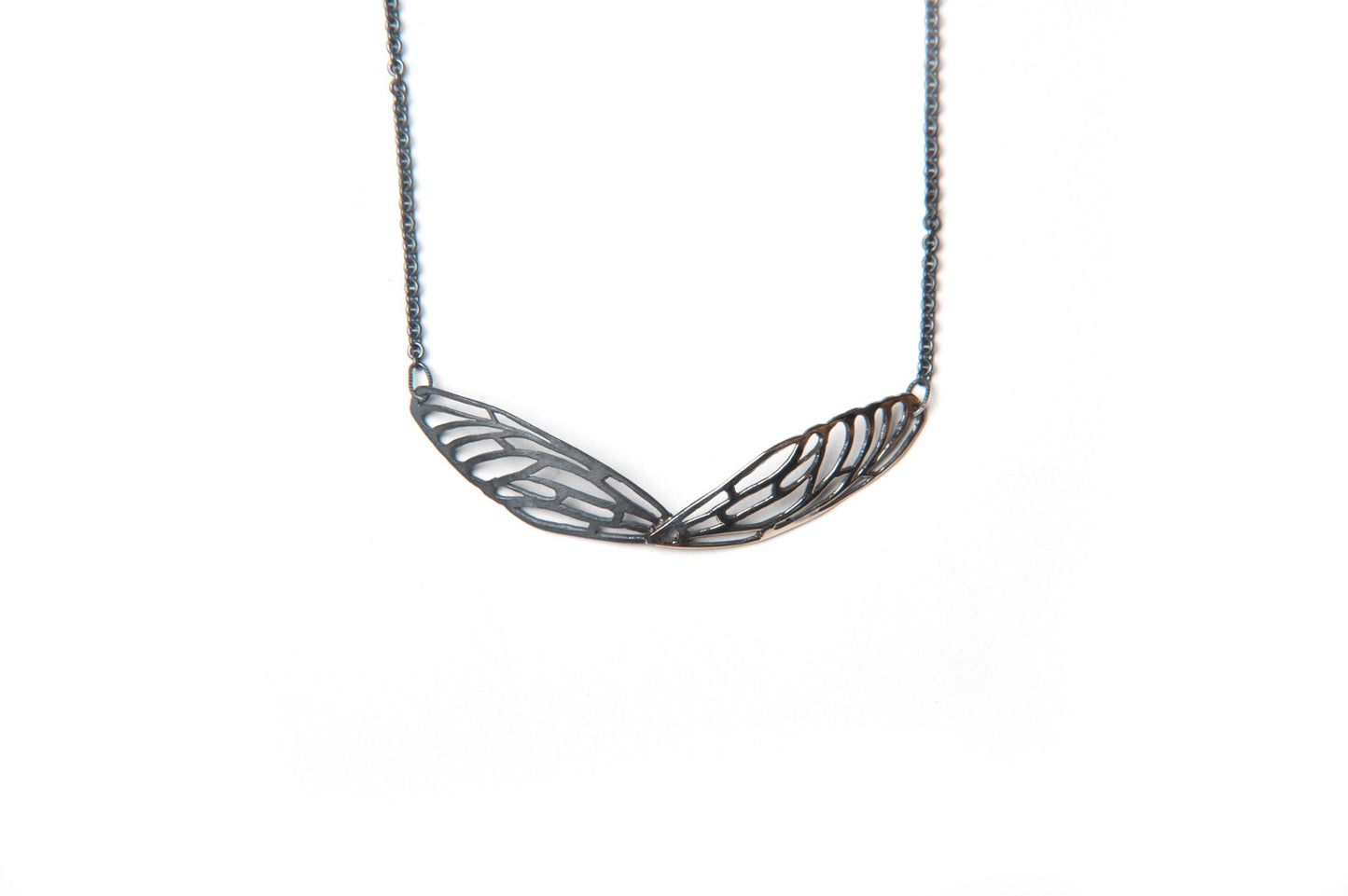 Scarab Necklace - Silver and bronze wings